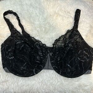 Bali Semi Sheer Black & Slate Gray Lace Bra w/ Deep U shape back / Low Back